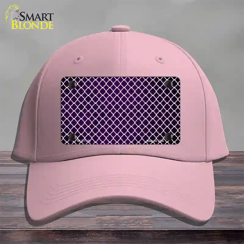 Purple White Quatrefoil Oil Rubbed Novelty License Plate Hat Cotton / Pink