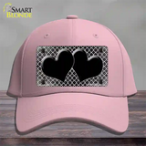 Black White Quatrefoil Hearts Oil Rubbed Novelty License Plate Hat Cotton / Pink