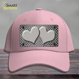 Gray White Quatrefoil Hearts Oil Rubbed Novelty License Plate Hat Cotton / Pink