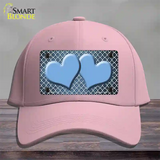 Light Blue White Quatrefoil Hearts Oil Rubbed Novelty License Plate Hat Cotton / Pink