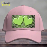 Lime Green White Quatrefoil Hearts Oil Rubbed Novelty License Plate Hat Cotton / Pink