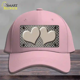 Tan White Quatrefoil Hearts Oil Rubbed Novelty License Plate Hat Cotton / Pink