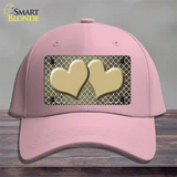 Gold White Quatrefoil Hearts Oil Rubbed Novelty License Plate Hat Cotton / Pink