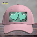 Mint White Quatrefoil Hearts Oil Rubbed Novelty License Plate Hat Cotton / Pink