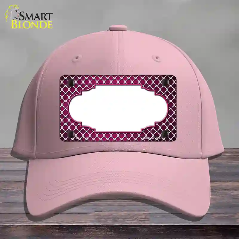 Pink White Quatrefoil Scallop Oil Rubbed Novelty License Plate Hat Cotton / Pink