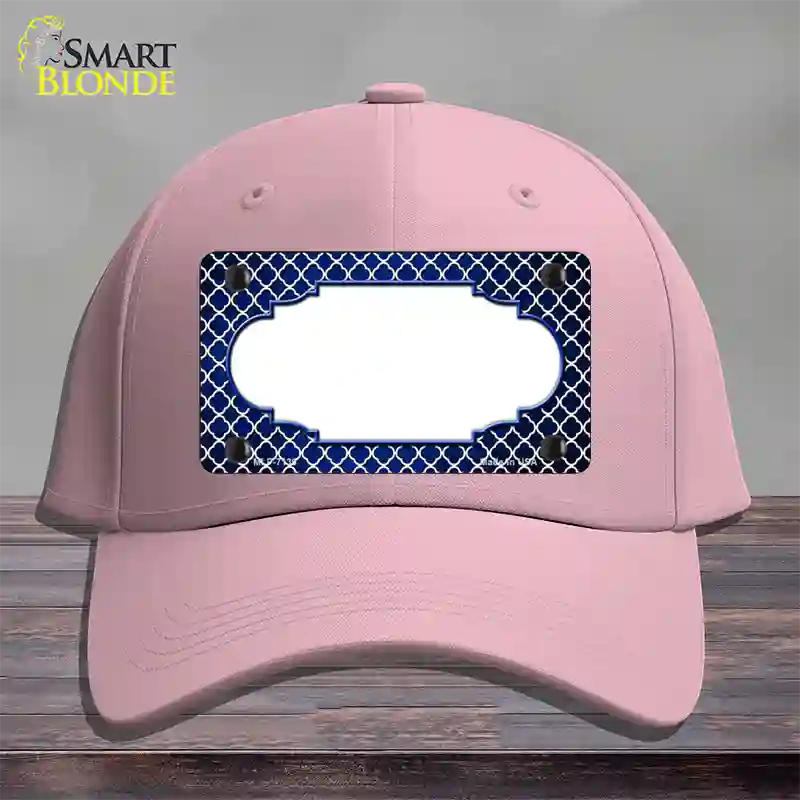 Blue White Quatrefoil Scallop Oil Rubbed Novelty License Plate Hat Cotton / Pink