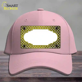 Yellow White Quatrefoil Scallop Oil Rubbed Novelty License Plate Hat Cotton / Pink