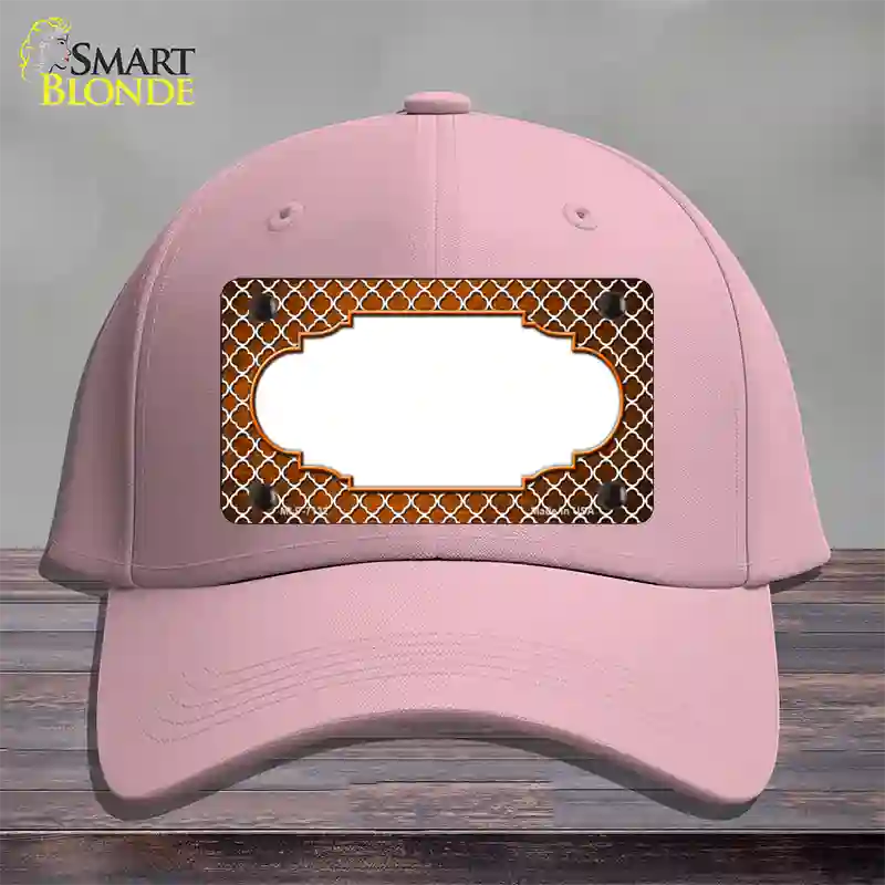 Orange White Quatrefoil Scallop Oil Rubbed Novelty License Plate Hat Cotton / Pink