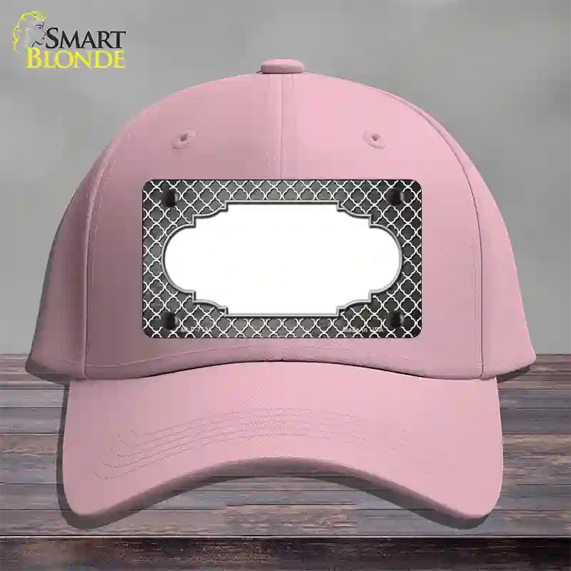 Gray White Quatrefoil Scallop Oil Rubbed Novelty License Plate Hat Cotton / Pink