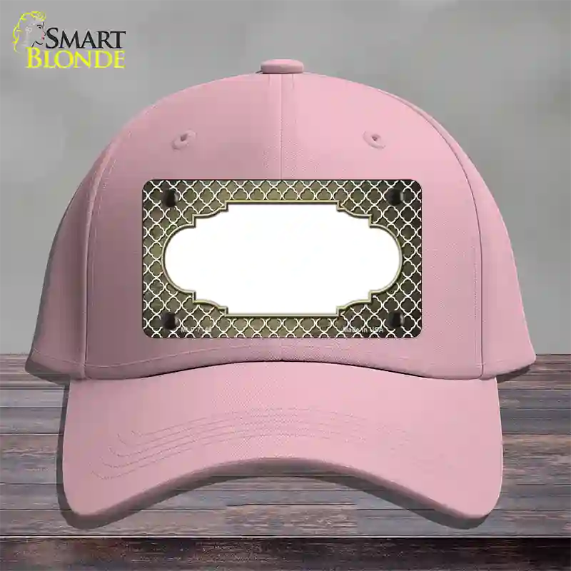 Gold White Quatrefoil Scallop Oil Rubbed Novelty License Plate Hat Cotton / Pink