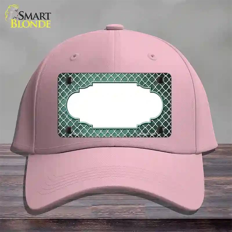 Mint White Quatrefoil Scallop Oil Rubbed Novelty License Plate Hat Cotton / Pink