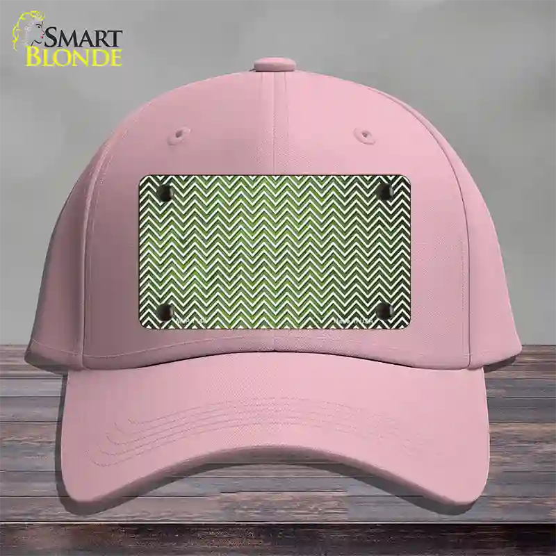 Lime Green White Small Chevron Oil Rubbed Novelty License Plate Hat Cotton / Pink