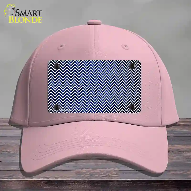 Blue White Small Chevron Oil Rubbed Novelty License Plate Hat Cotton / Pink