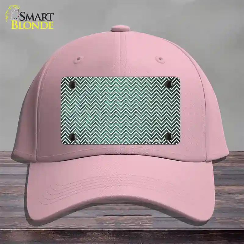 Mint White Small Chevron Oil Rubbed Novelty License Plate Hat Cotton / Pink