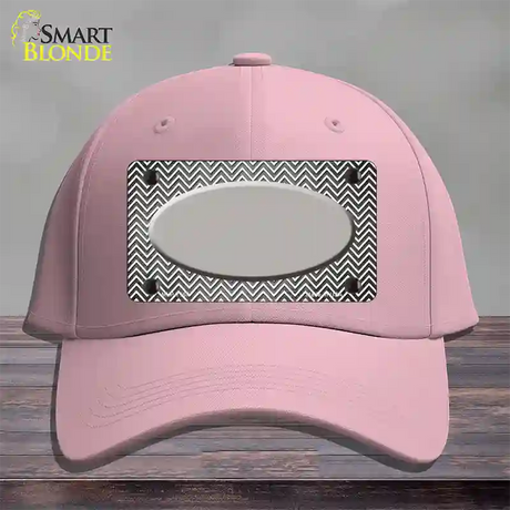 Gray White Small Chevron Oval Oil Rubbed Novelty License Plate Hat Cotton / Pink