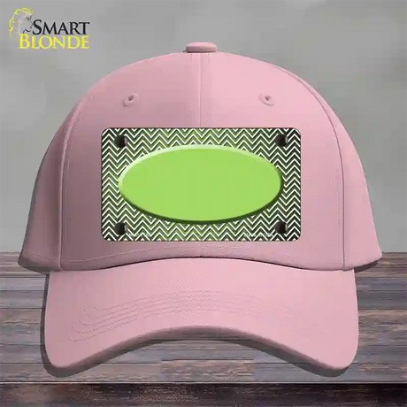 Lime Green White Small Chevron Oval Oil Rubbed Novelty License Plate Hat Cotton / Pink