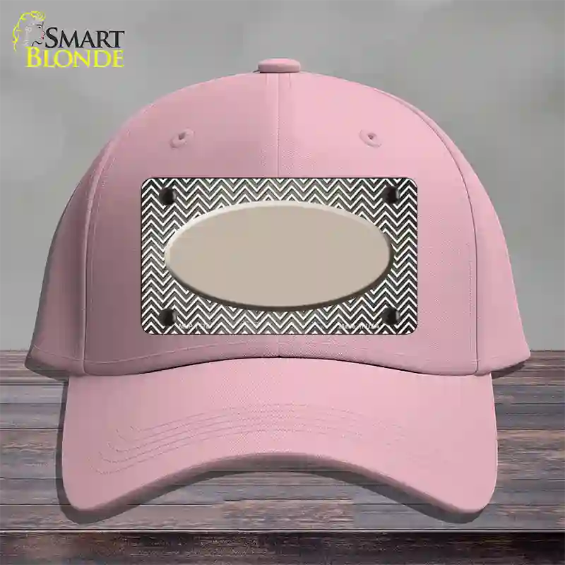 Tan White Small Chevron Oval Oil Rubbed Novelty License Plate Hat Cotton / Pink