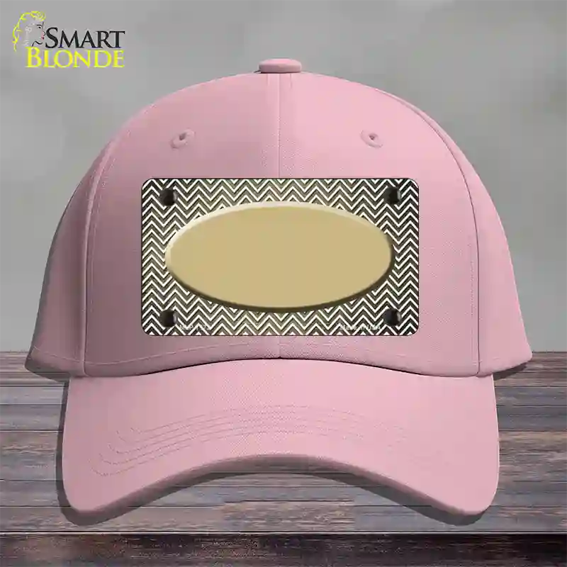 Gold White Small Chevron Oval Oil Rubbed Novelty License Plate Hat Cotton / Pink