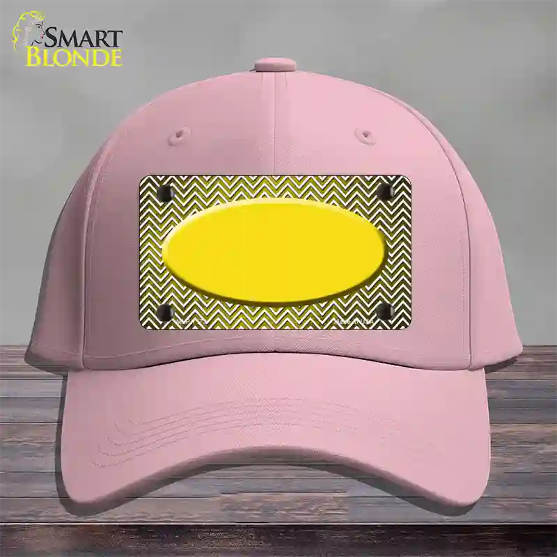 Yellow White Small Chevron Oval Oil Rubbed Novelty License Plate Hat Cotton / Pink