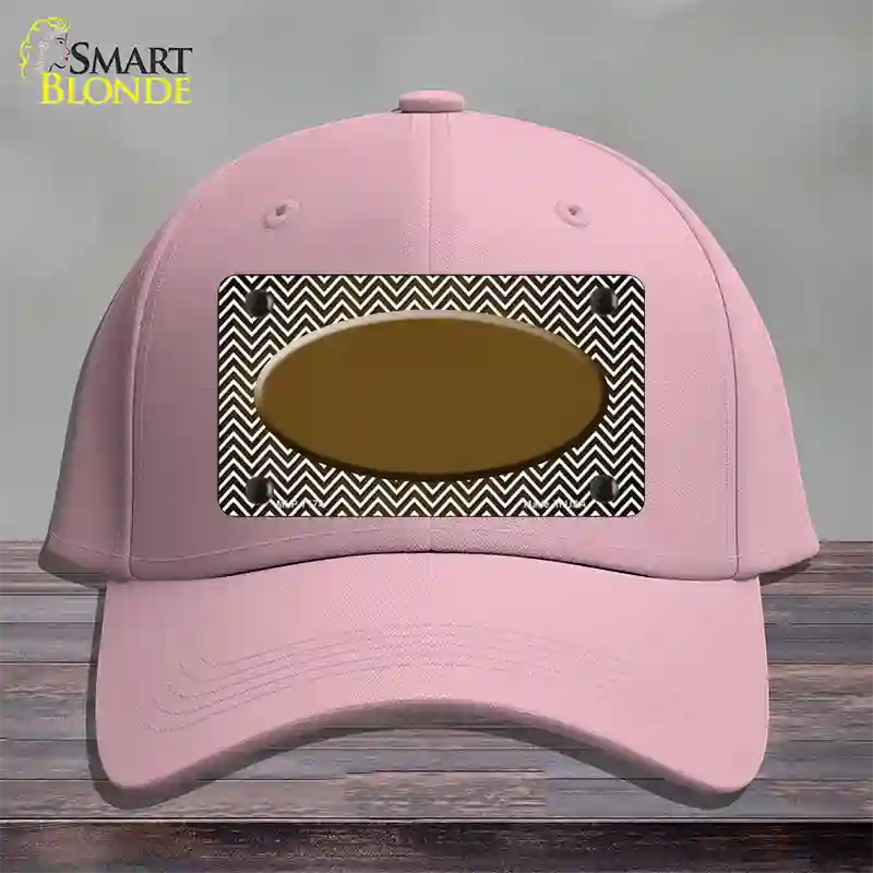 Brown White Small Chevron Oval Oil Rubbed Novelty License Plate Hat Cotton / Pink