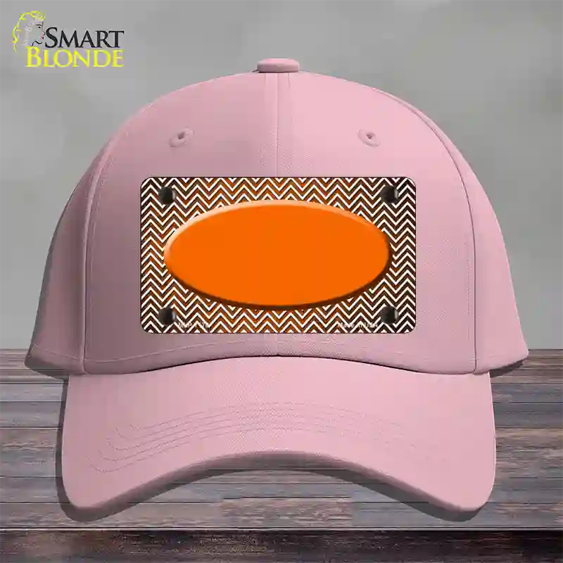 Orange White Small Chevron Oval Oil Rubbed Novelty License Plate Hat Cotton / Pink