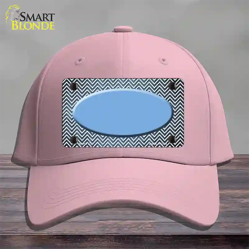 Light Blue White Small Chevron Oval Oil Rubbed Novelty License Plate Hat Cotton / Pink