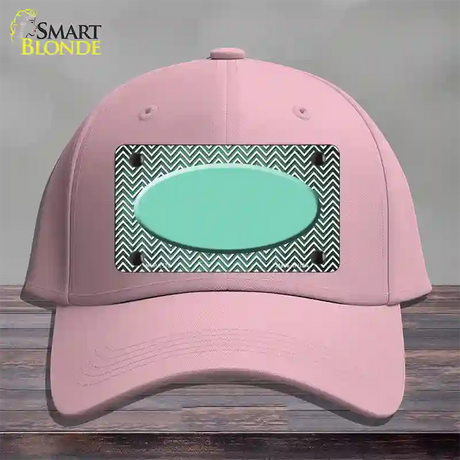 Mint White Small Chevron Oval Oil Rubbed Novelty License Plate Hat Cotton / Pink