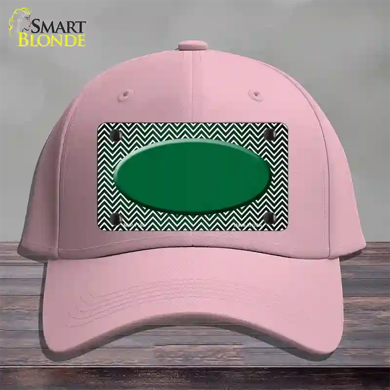 Green White Small Chevron Oval Oil Rubbed Novelty License Plate Hat Cotton / Pink