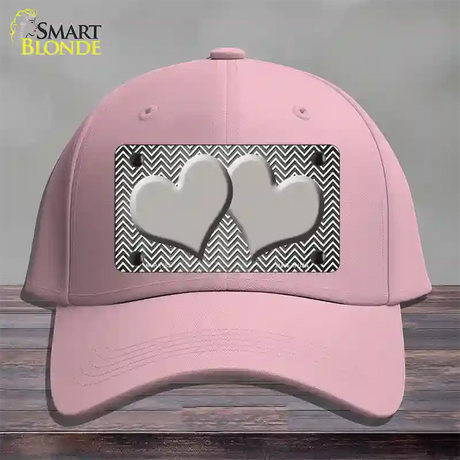 Gray White Small Chevron Hearts Oil Rubbed Novelty License Plate Hat Cotton / Pink