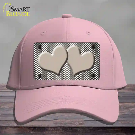 Tan White Small Chevron Hearts Oil Rubbed Novelty License Plate Hat Cotton / Pink