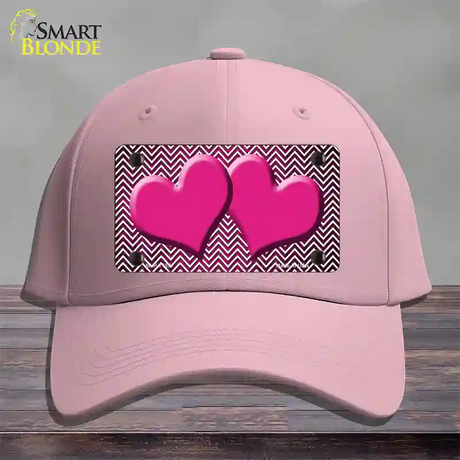 Pink White Small Chevron Hearts Oil Rubbed Novelty License Plate Hat Cotton / Pink