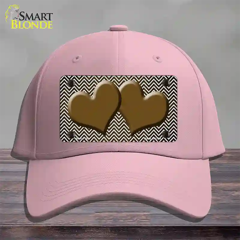 Brown White Small Chevron Hearts Oil Rubbed Novelty License Plate Hat Cotton / Pink