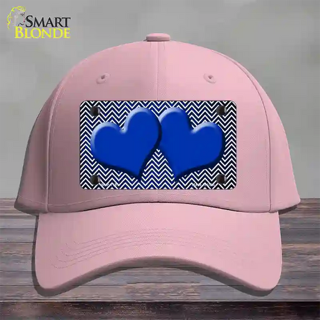 Blue White Small Chevron Hearts Oil Rubbed Novelty License Plate Hat Cotton / Pink