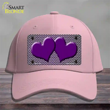 Purple White Small Chevron Hearts Oil Rubbed Novelty License Plate Hat Cotton / Pink