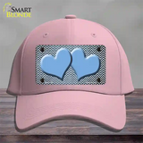 Light Blue White Small Chevron Hearts Oil Rubbed Novelty License Plate Hat Cotton / Pink