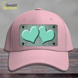 Mint White Small Chevron Hearts Oil Rubbed Novelty License Plate Hat Cotton / Pink