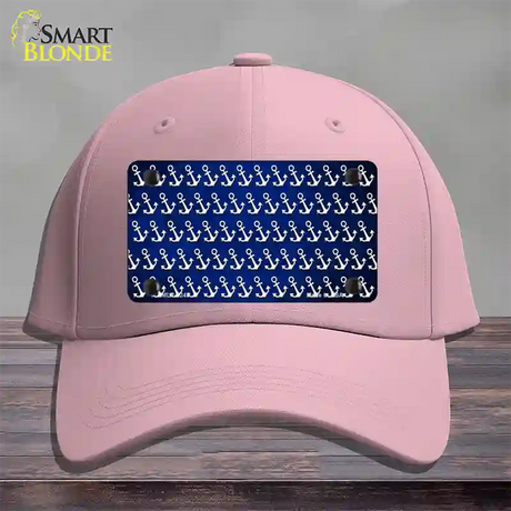 Blue White Anchor Oil Rubbed Novelty License Plate Hat Cotton / Pink