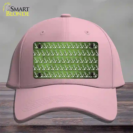 Lime Green White Anchor Oil Rubbed Novelty License Plate Hat Cotton / Pink