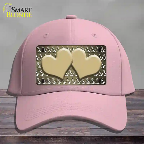 Gold White Anchor Hearts Oil Rubbed Novelty License Plate Hat Cotton / Pink