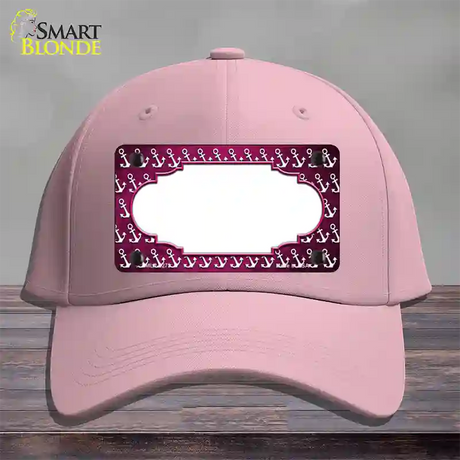 Pink White Anchor Scallop Oil Rubbed Novelty License Plate Hat Cotton / Pink