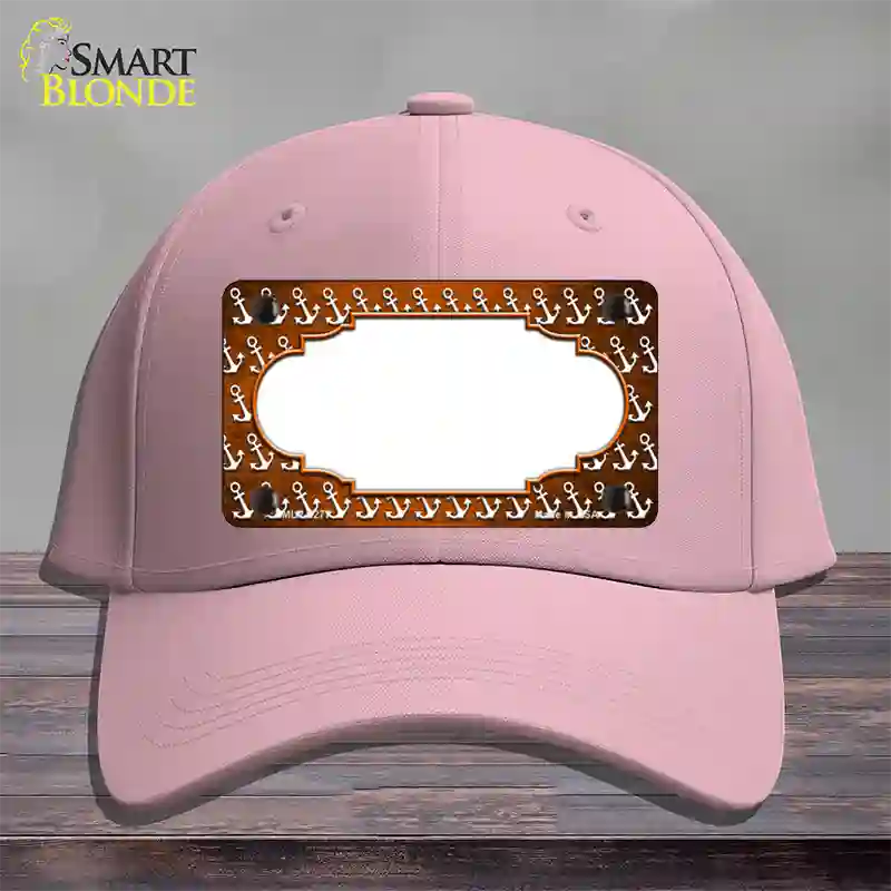 Orange White Anchor Scallop Oil Rubbed Novelty License Plate Hat Cotton / Pink