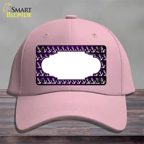 Purple White Anchor Scallop Oil Rubbed Novelty License Plate Hat Cotton / Pink