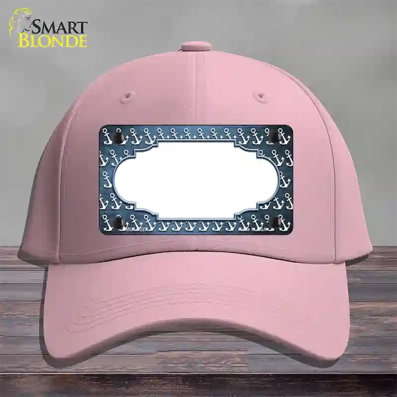 Light Blue White Anchor Scallop Oil Rubbed Novelty License Plate Hat Cotton / Pink