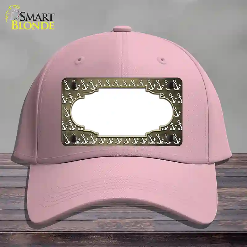 Gold White Anchor Scallop Oil Rubbed Novelty License Plate Hat Cotton / Pink