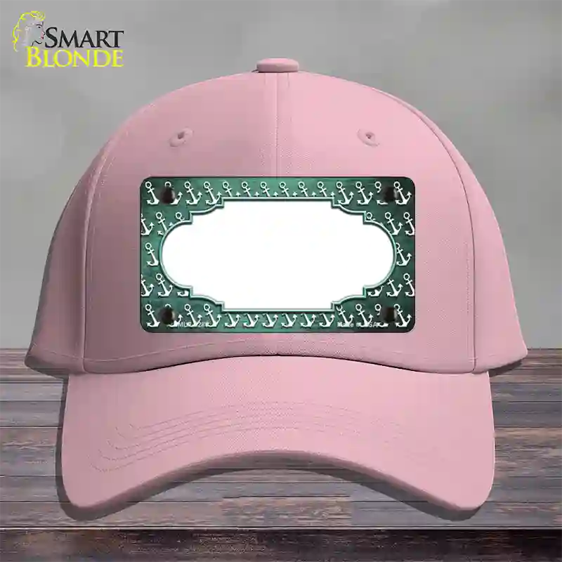 Mint White Anchor Scallop Oil Rubbed Novelty License Plate Hat Cotton / Pink