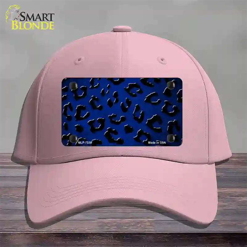 Blue Black Cheetah Oil Rubbed Novelty License Plate Hat Cotton / Pink