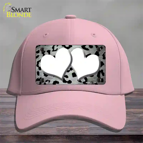 White Black Cheetah Hearts Oil Rubbed Novelty License Plate Hat Cotton / Pink