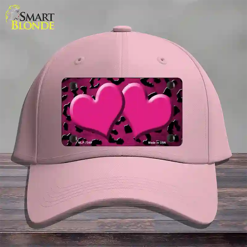 Pink Black Cheetah Hearts Oil Rubbed Novelty License Plate Hat Cotton / Pink