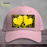 Yellow Black Cheetah Hearts Oil Rubbed Novelty License Plate Hat Cotton / Pink