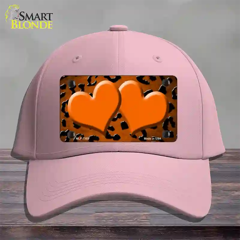 Orange Black Cheetah Hearts Oil Rubbed Novelty License Plate Hat Cotton / Pink